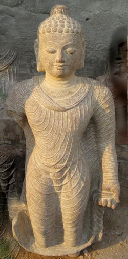 Stehender Buddha aus Sandstein - 90 cm